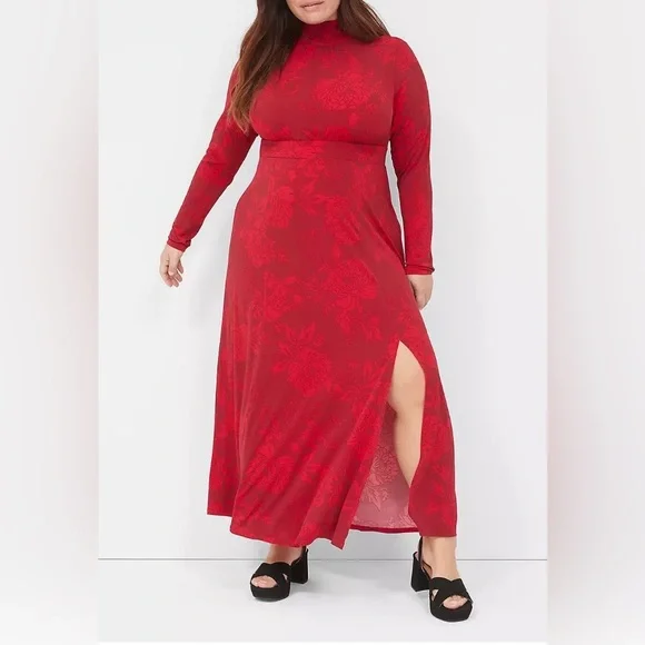 green emerald velvet dress Lane Bryant Red Faux Wrap Dress Size 22/24 High Low Long Sleeve –  Recreating Society